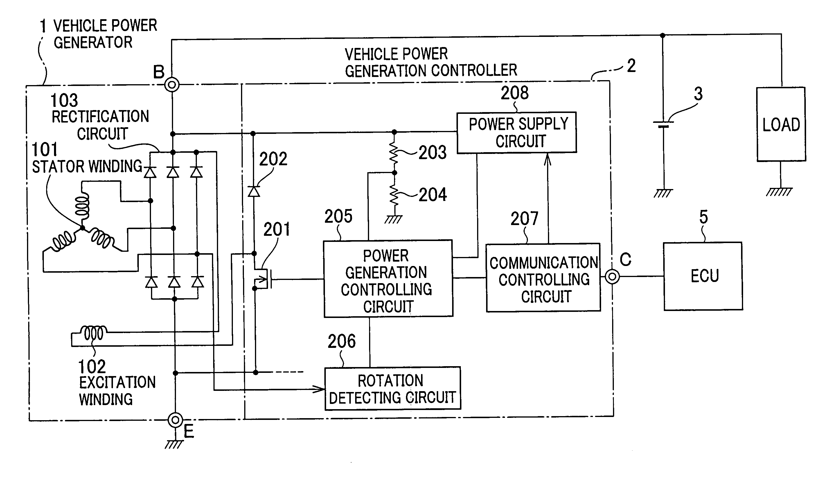 Device for controlling power generated in vehicle