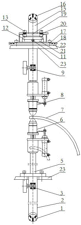 Laser cutting machine upper and lower laser head coaxial, lifting adjustment device and method