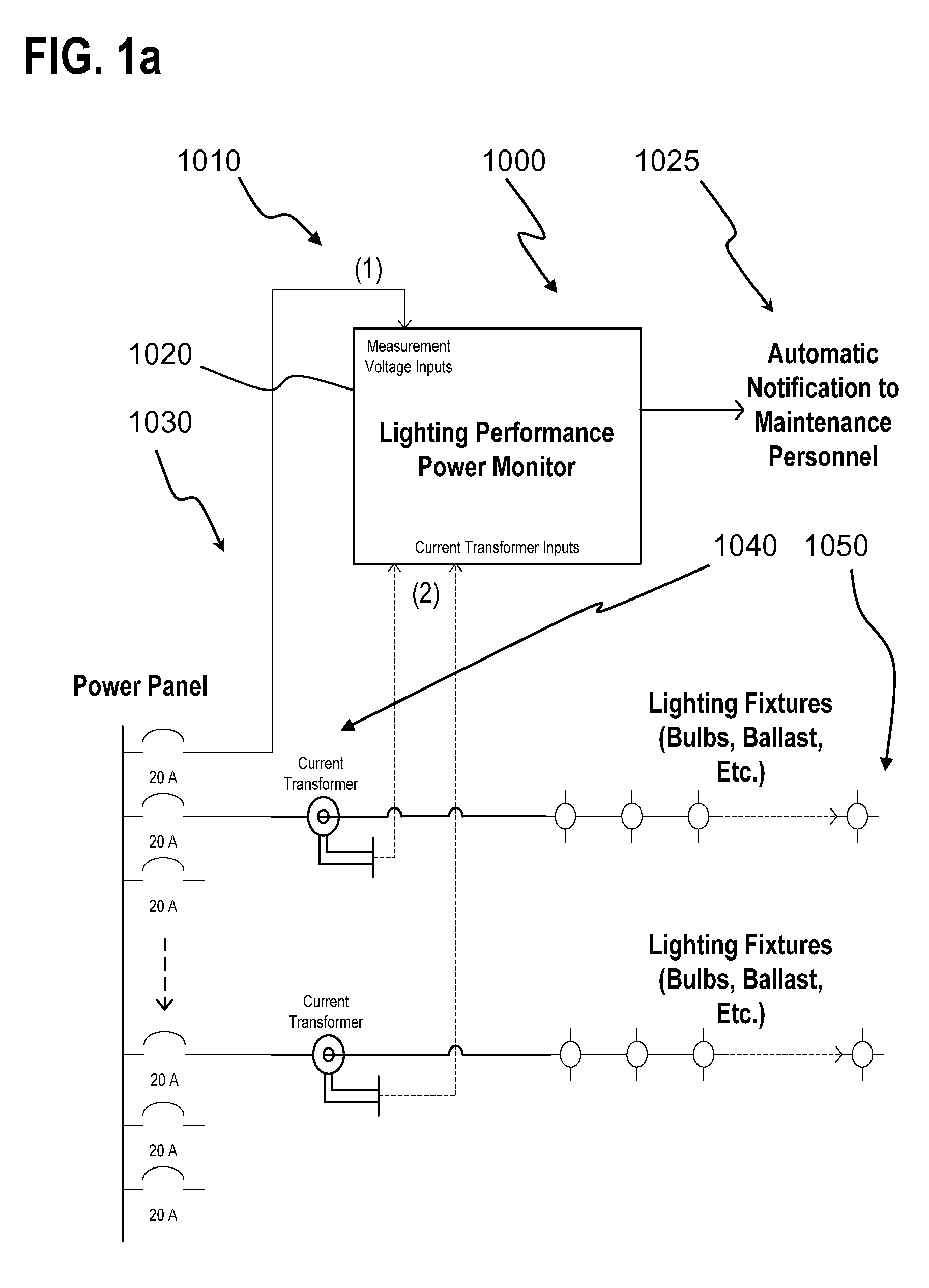 Lighting performance power monitoring system and method with optional integrated light control