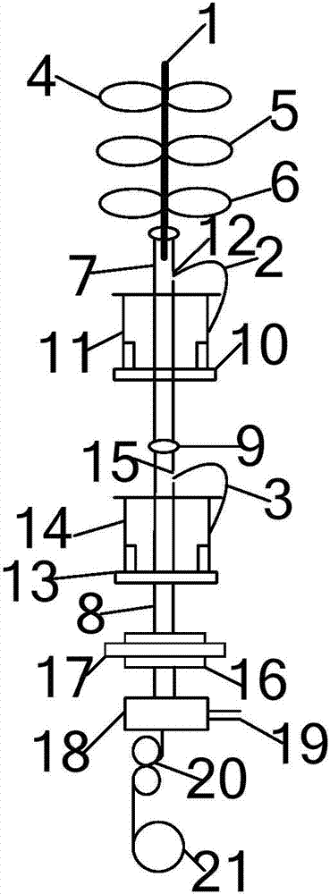 Double-wrapped parallel yarn spinning device and spinning method