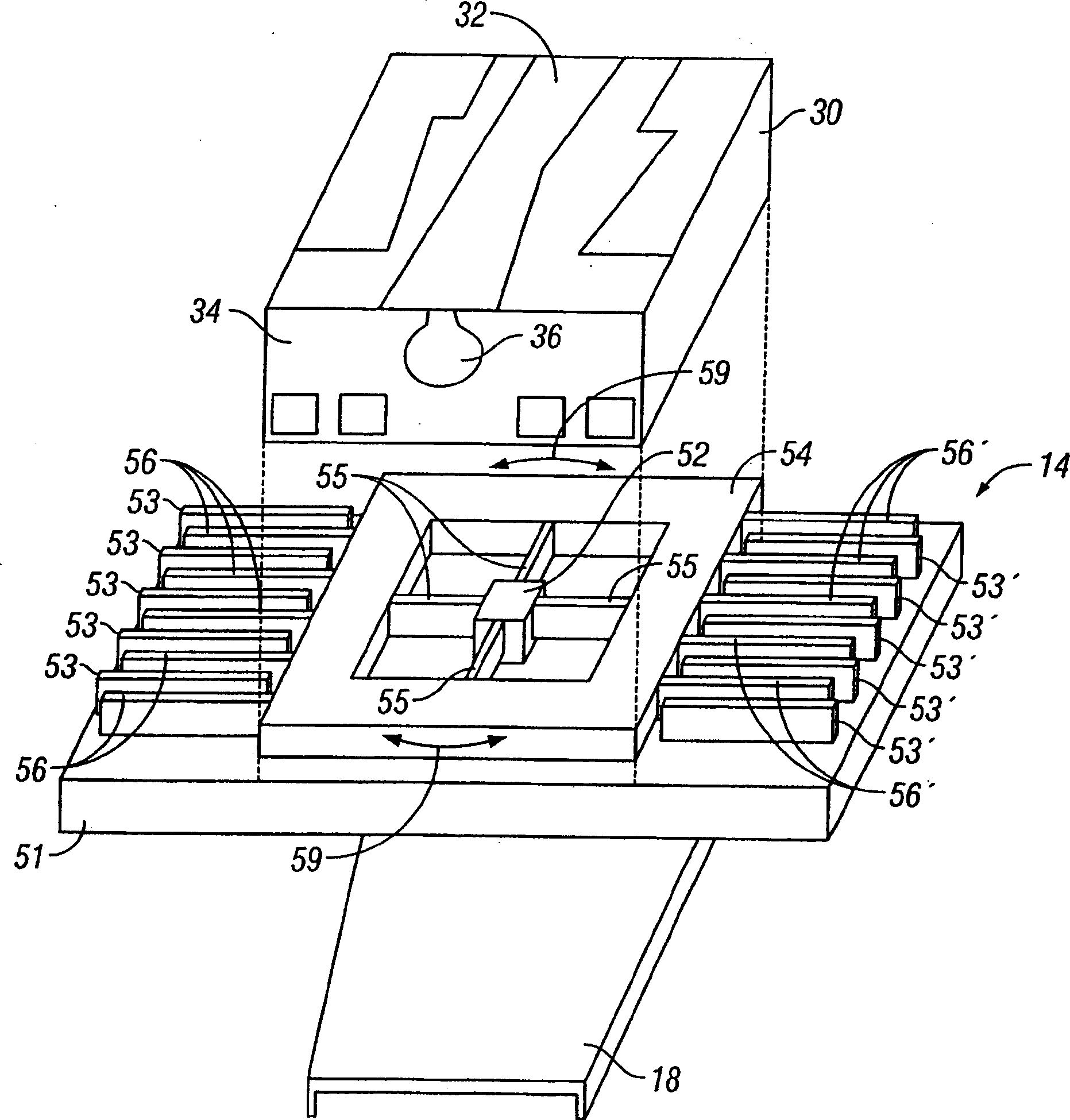 Static microactuator with electric insulative movable portion and related driving circuit