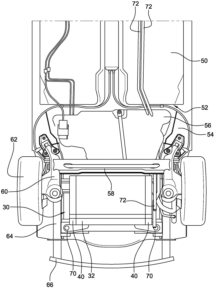 Hydraulic module comprising high- and low-pressure accumulators, for a hybrid vehicle