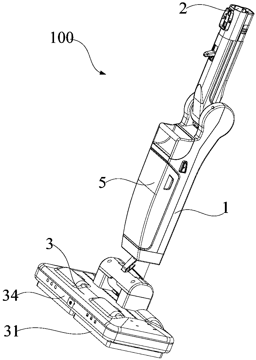 Floor mopping device with rotary limiting structure