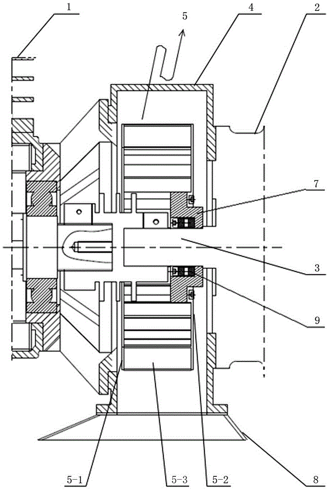 Centrifugal fan device of large-discharge-capacity oilless air compressor of rail transit and mounting method thereof