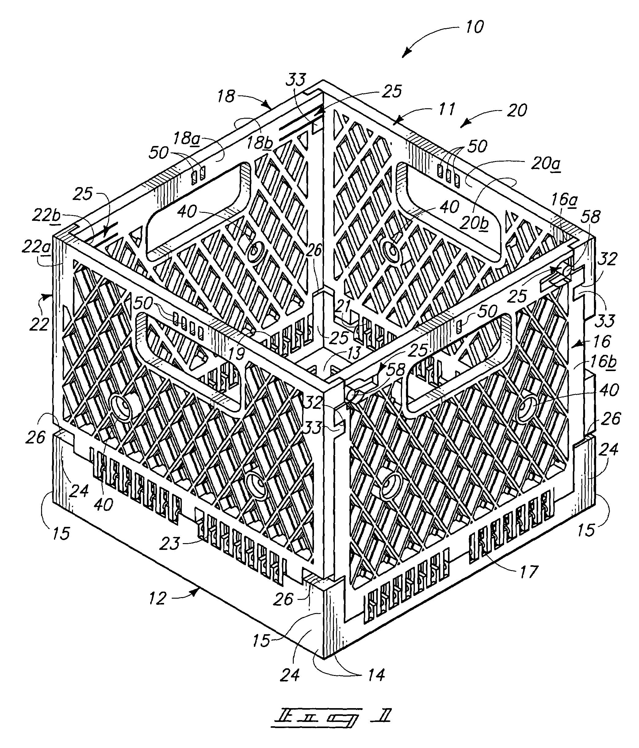 Folding crate with array connection features