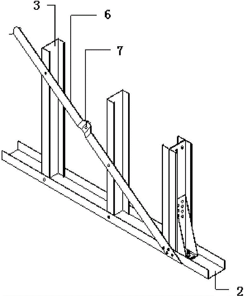 K-shaped supporting structure in wall body