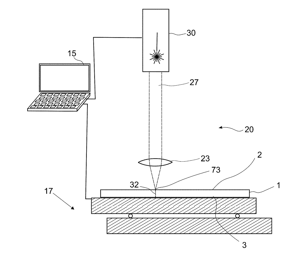 Structured plate-like glass element and process for the production thereof