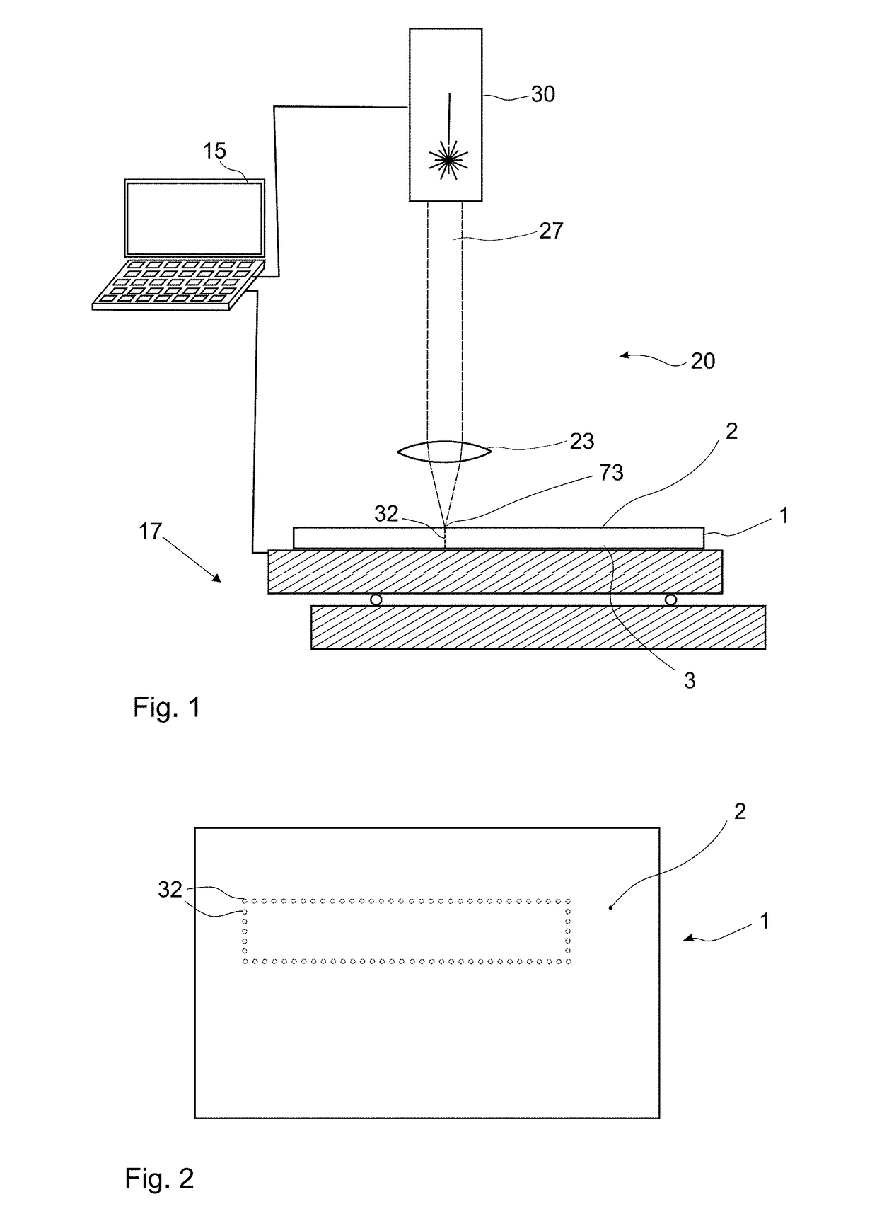 Structured plate-like glass element and process for the production thereof