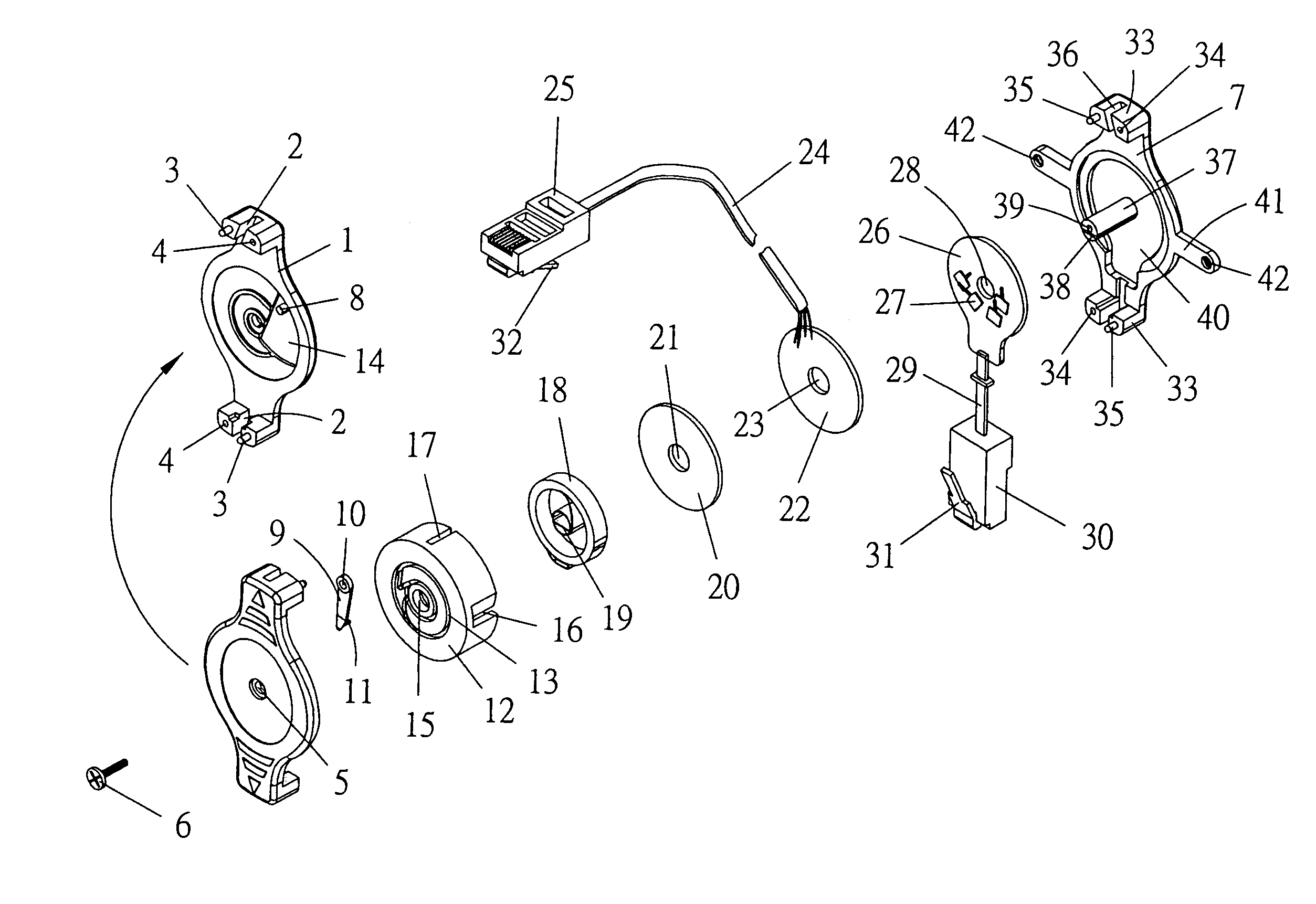 Wire winding device for receiving network wires or telephone wires