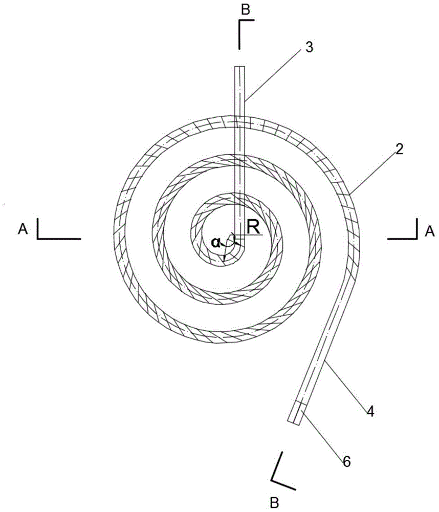 Variable radius spiral ladder spillway