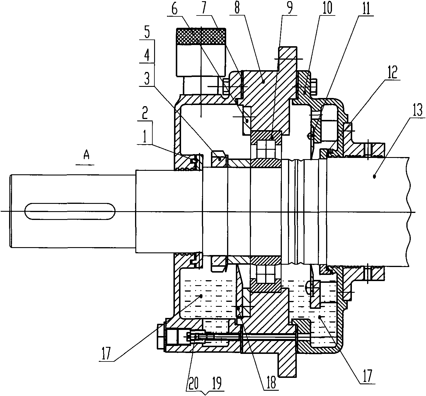 Thin oil-lubricated bearing device for horizontal motor