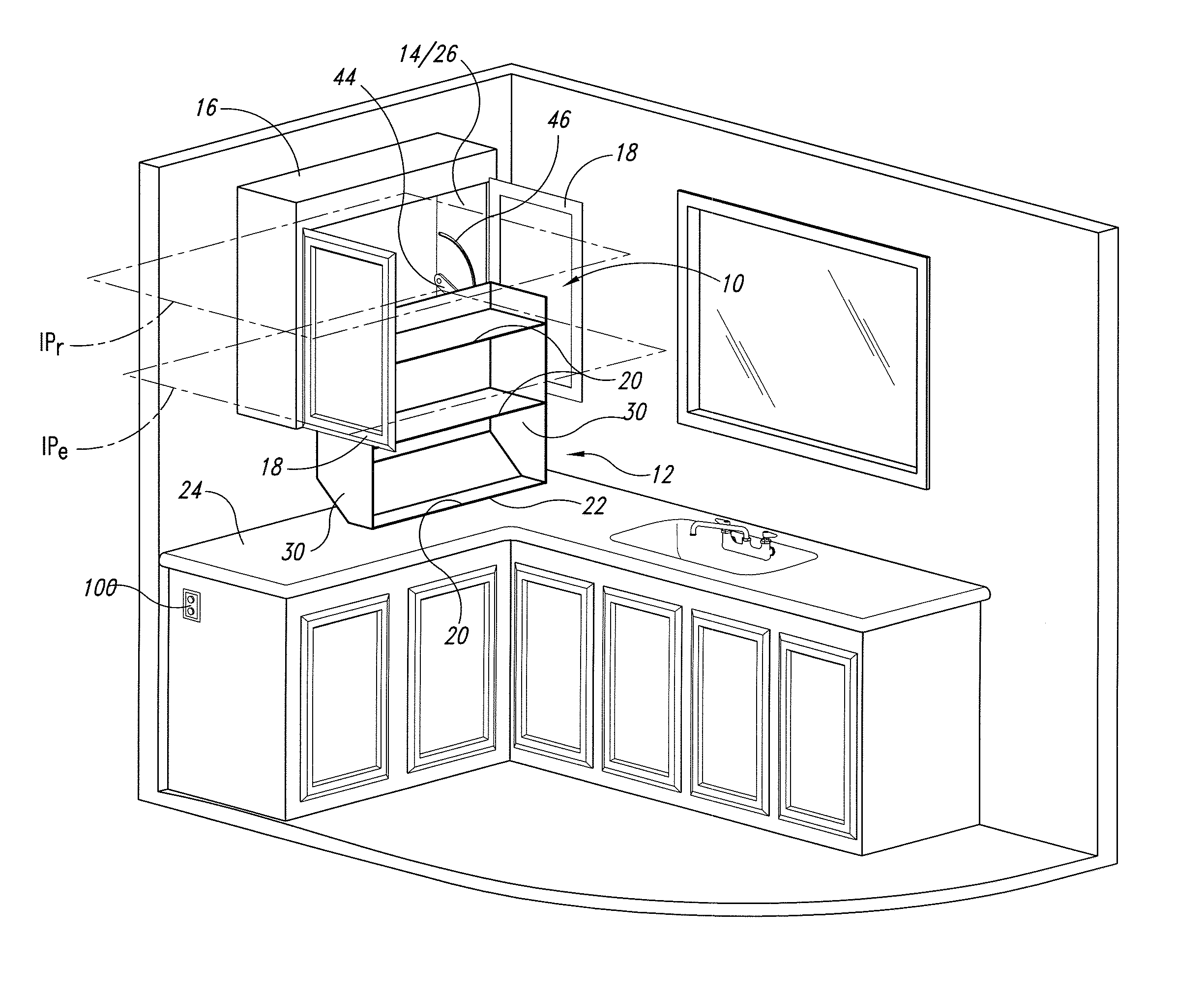 Motorized moveable shelf assembly for cabinet structures