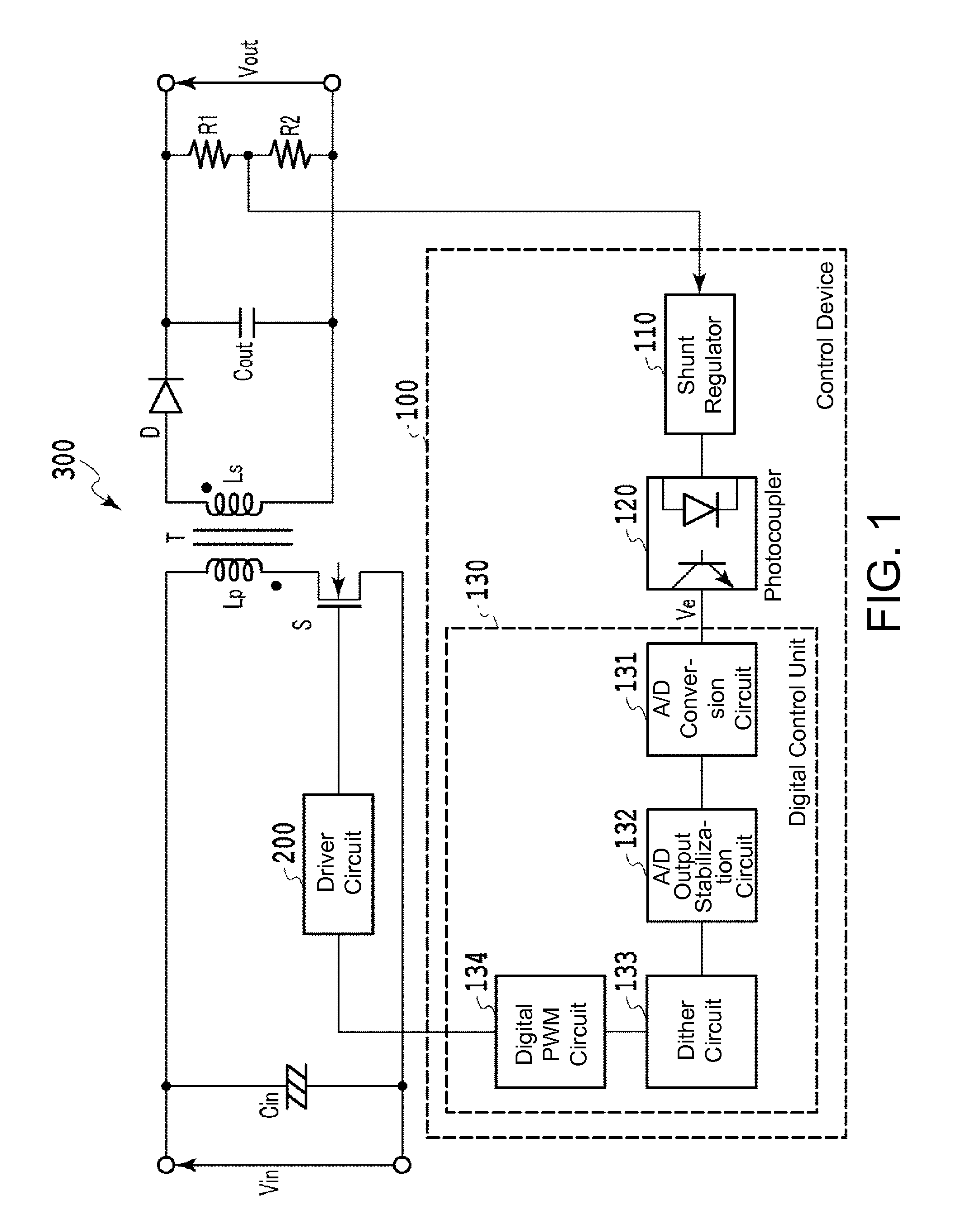 Control device for switching power source