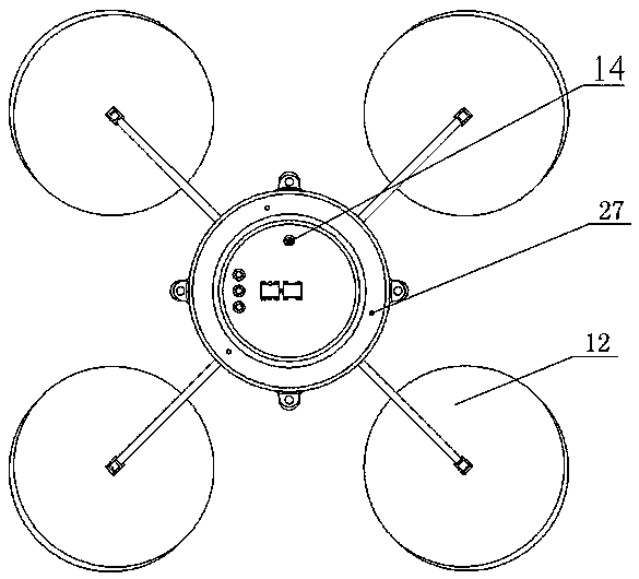 Floating sea wave power generation device with force-amplifying mechanisms