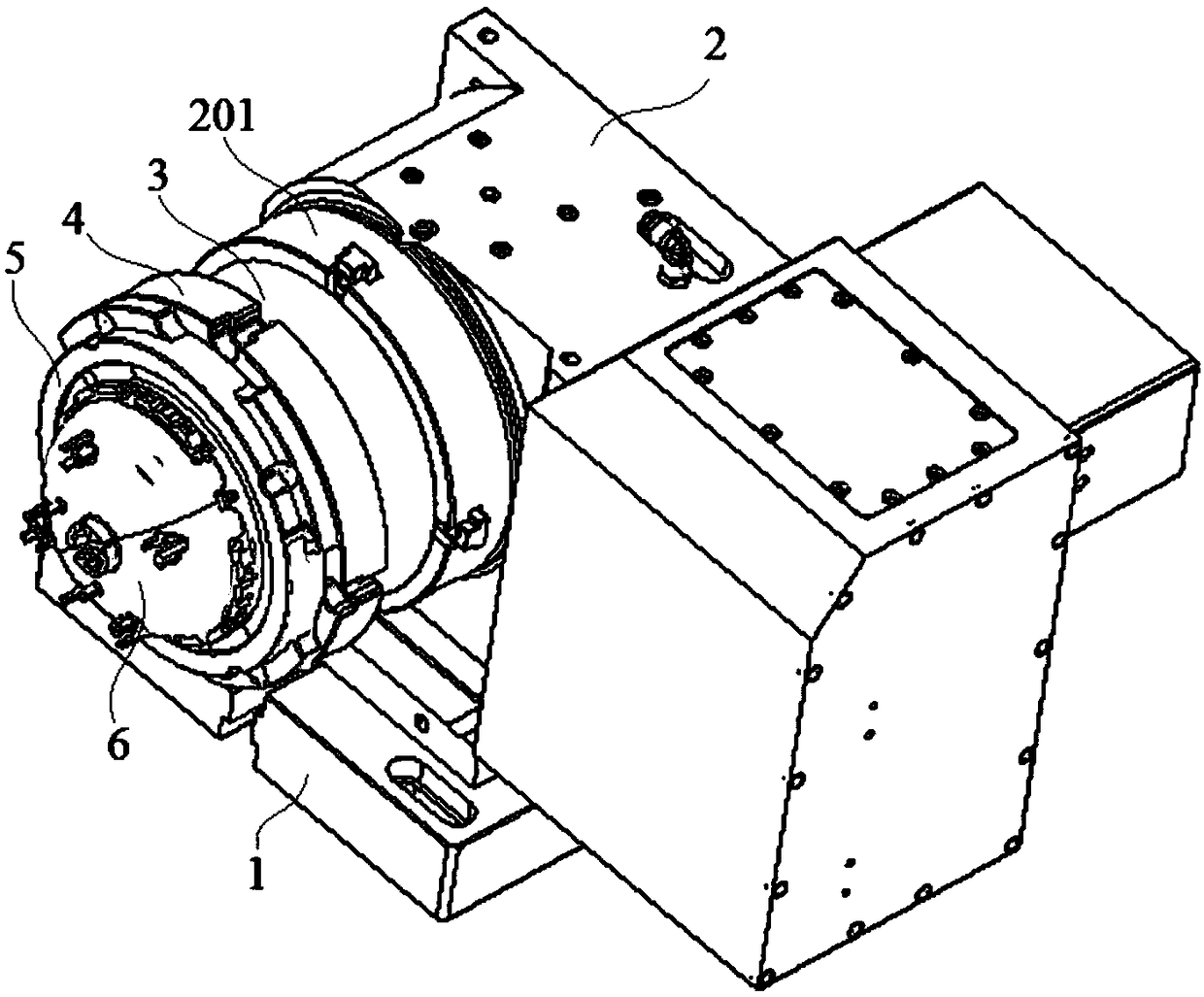Four-axle rotary machining fixture