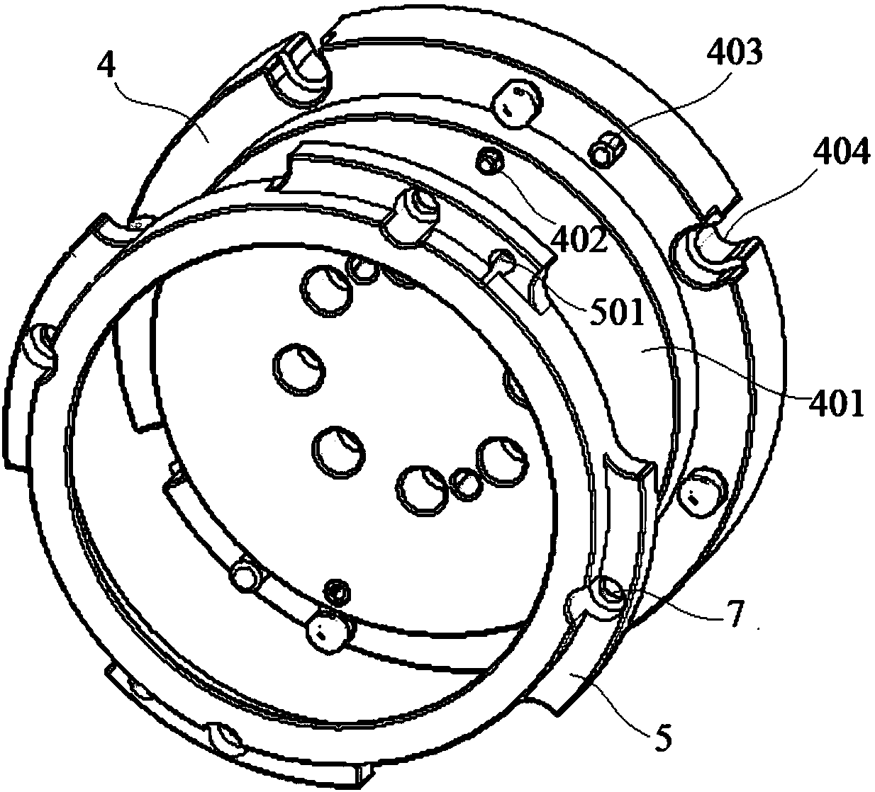 Four-axle rotary machining fixture