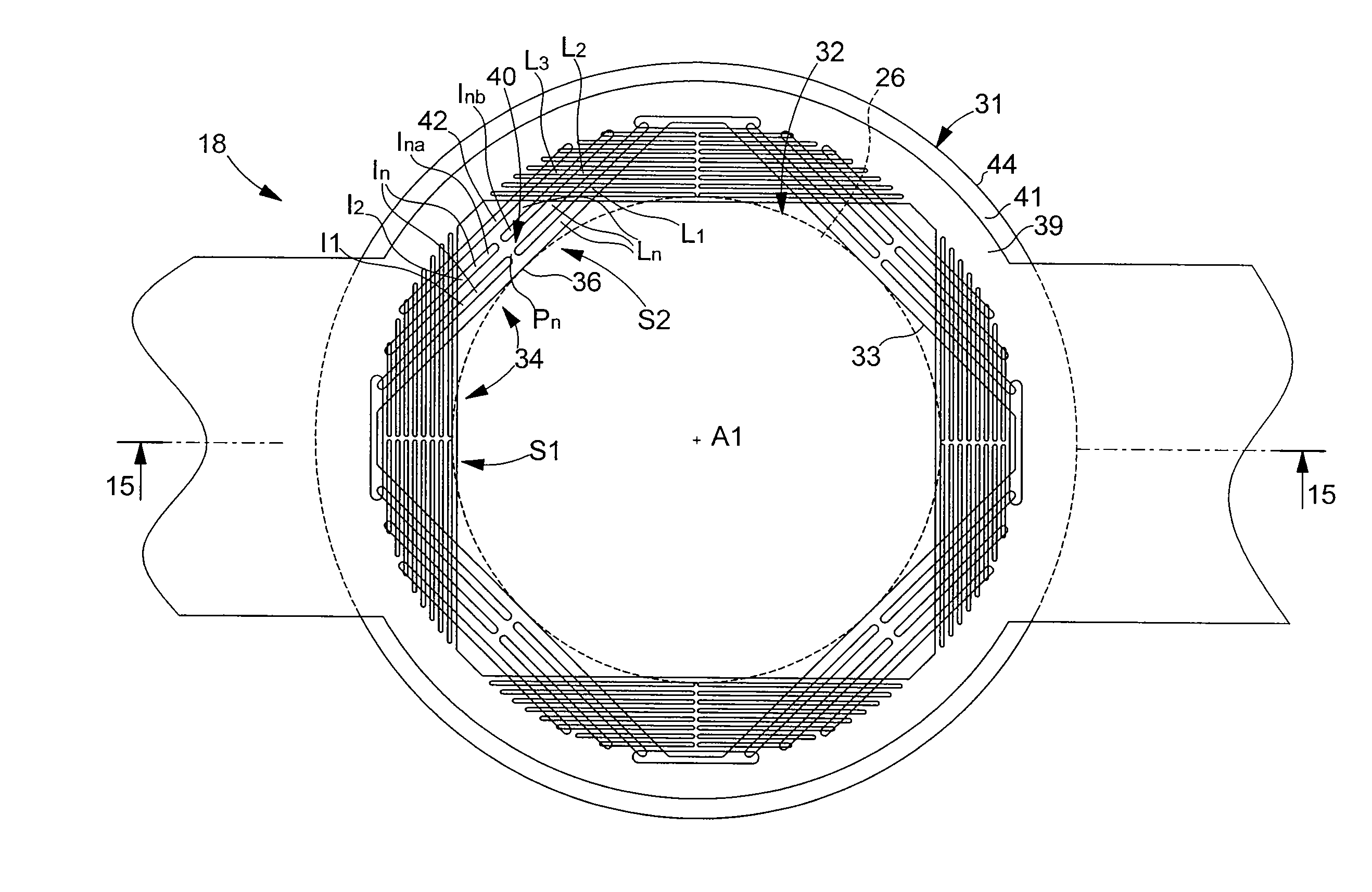 Assembly element including two series of elastic structures and timepiece fitted with the same