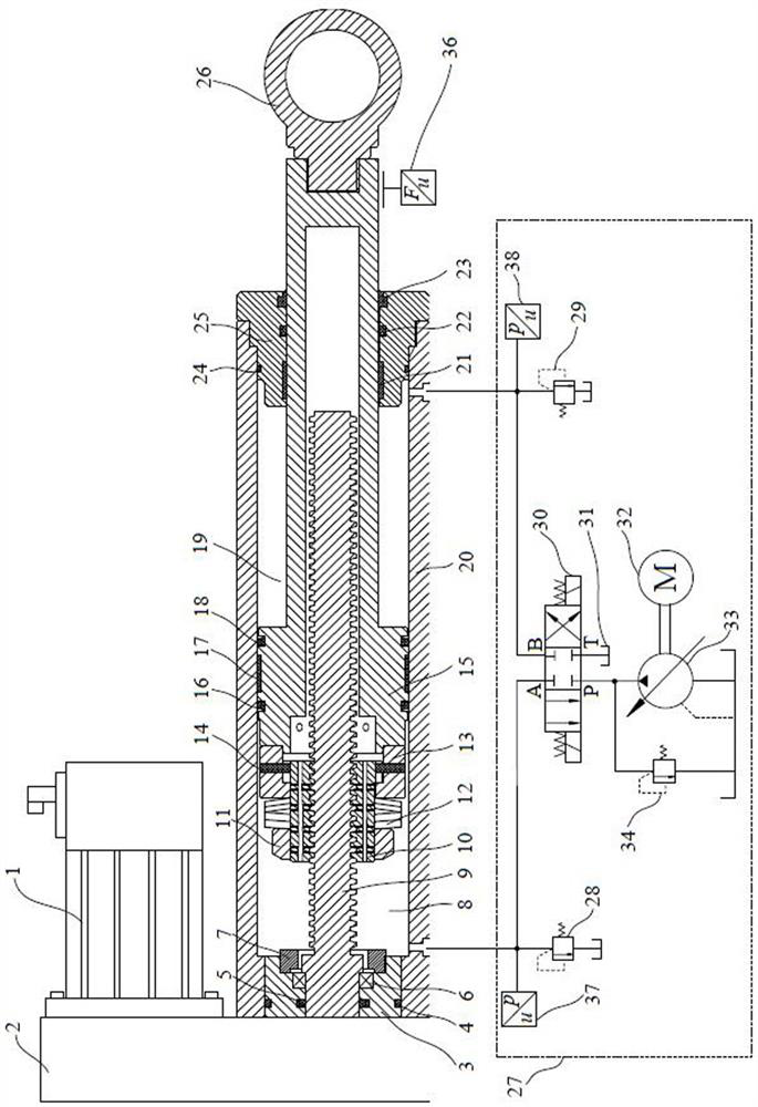 Hydraulic buffering heavy-load electric cylinder based on disc spring compression and buffering control method