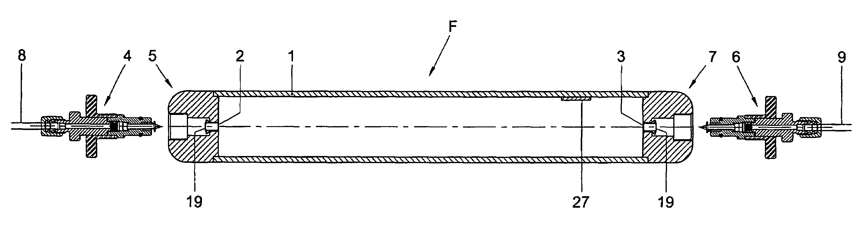In-line filter with quick-change coupling and a filter