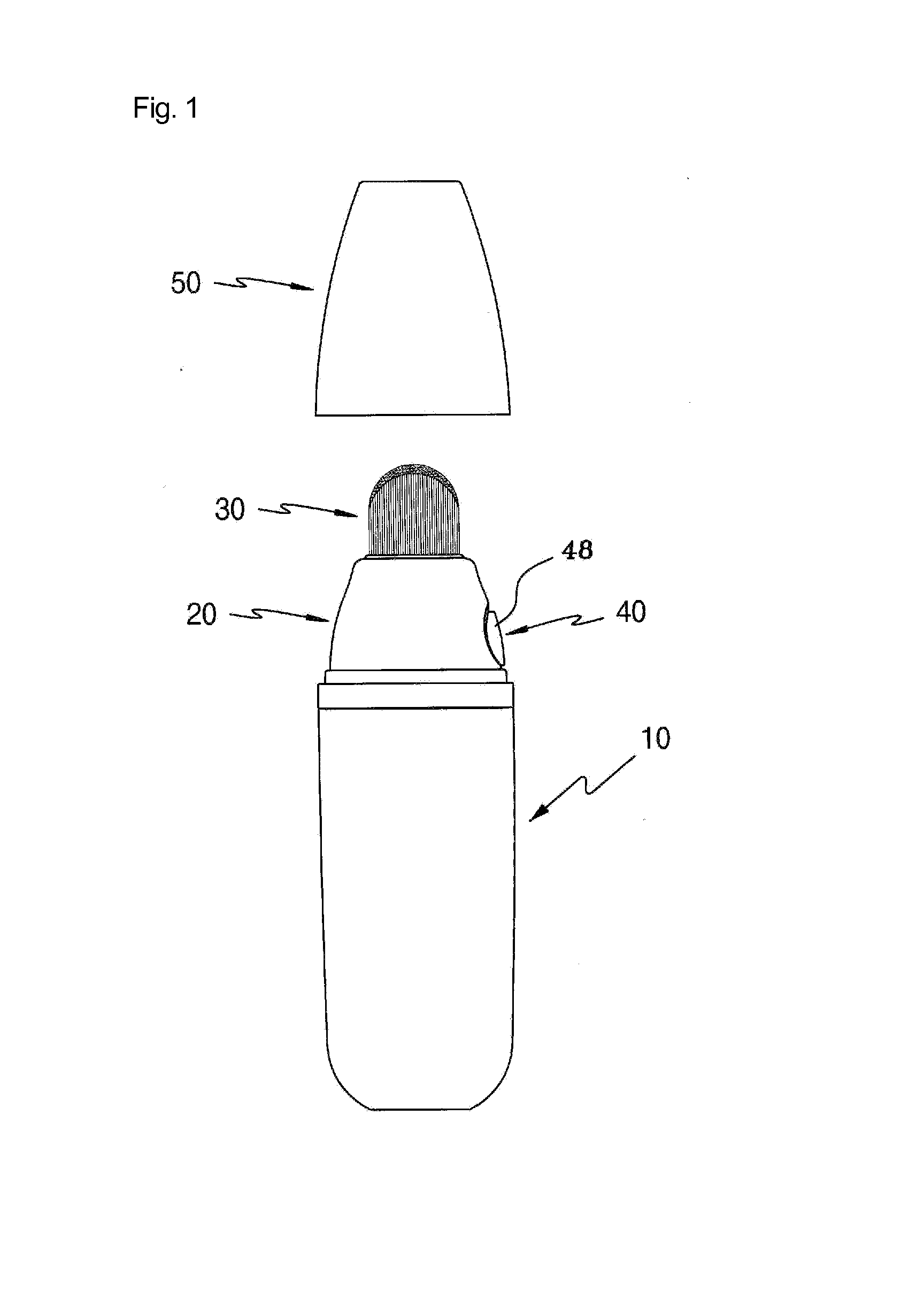 Airless Pumping Type Cosmetic Container Having an Applicator