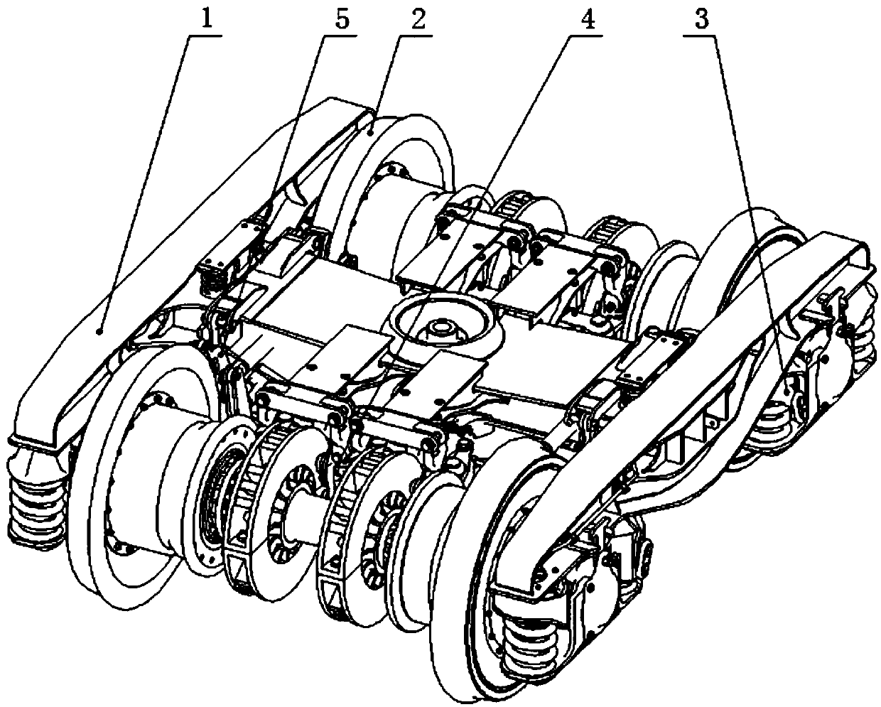 A variable-gauge bogie equipped with an adjustable unit braking device