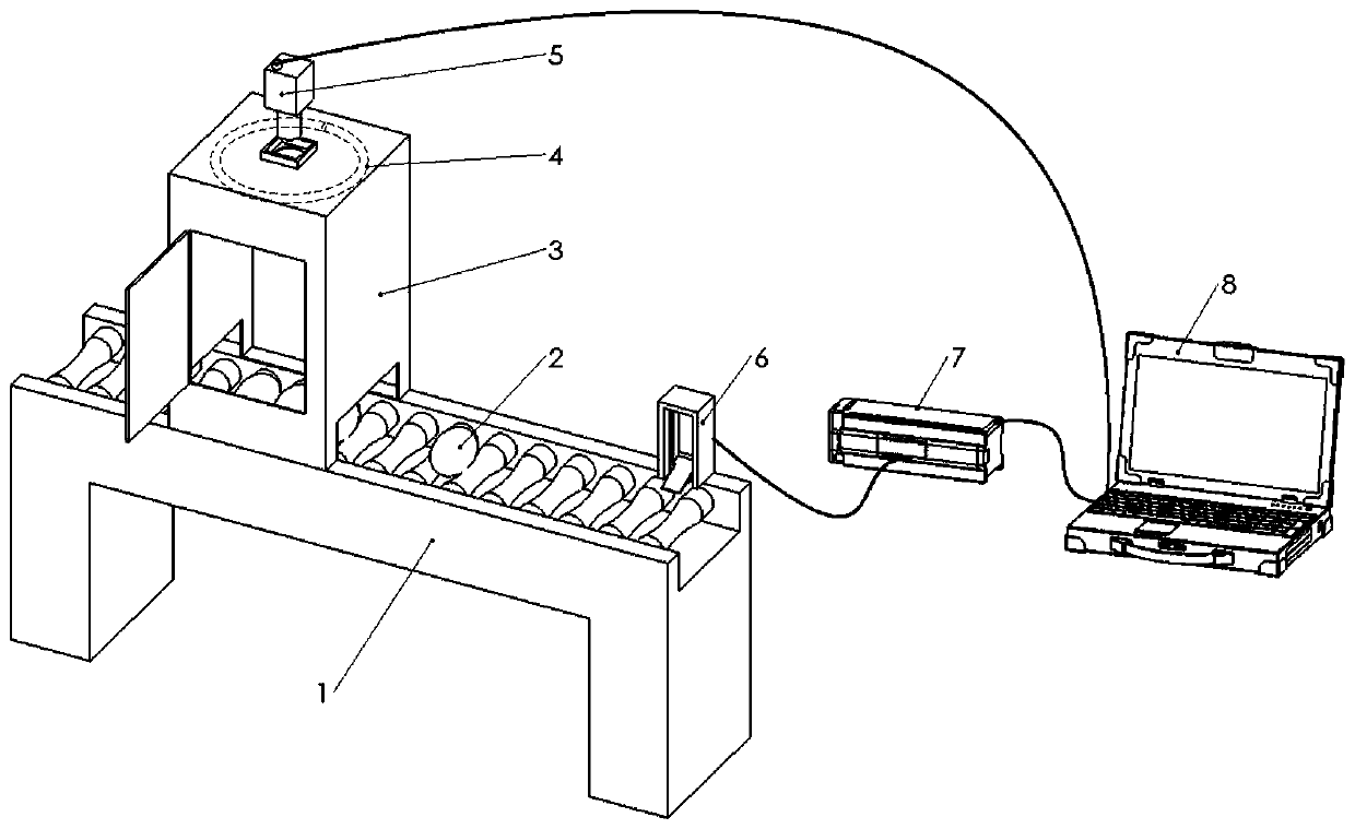 Preserved egg crack online detection method and device based on machine vision