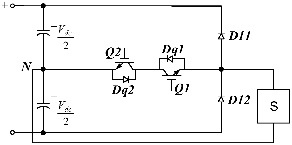 A T-type rectifying circuit and a corresponding three-phase rectifying circuit