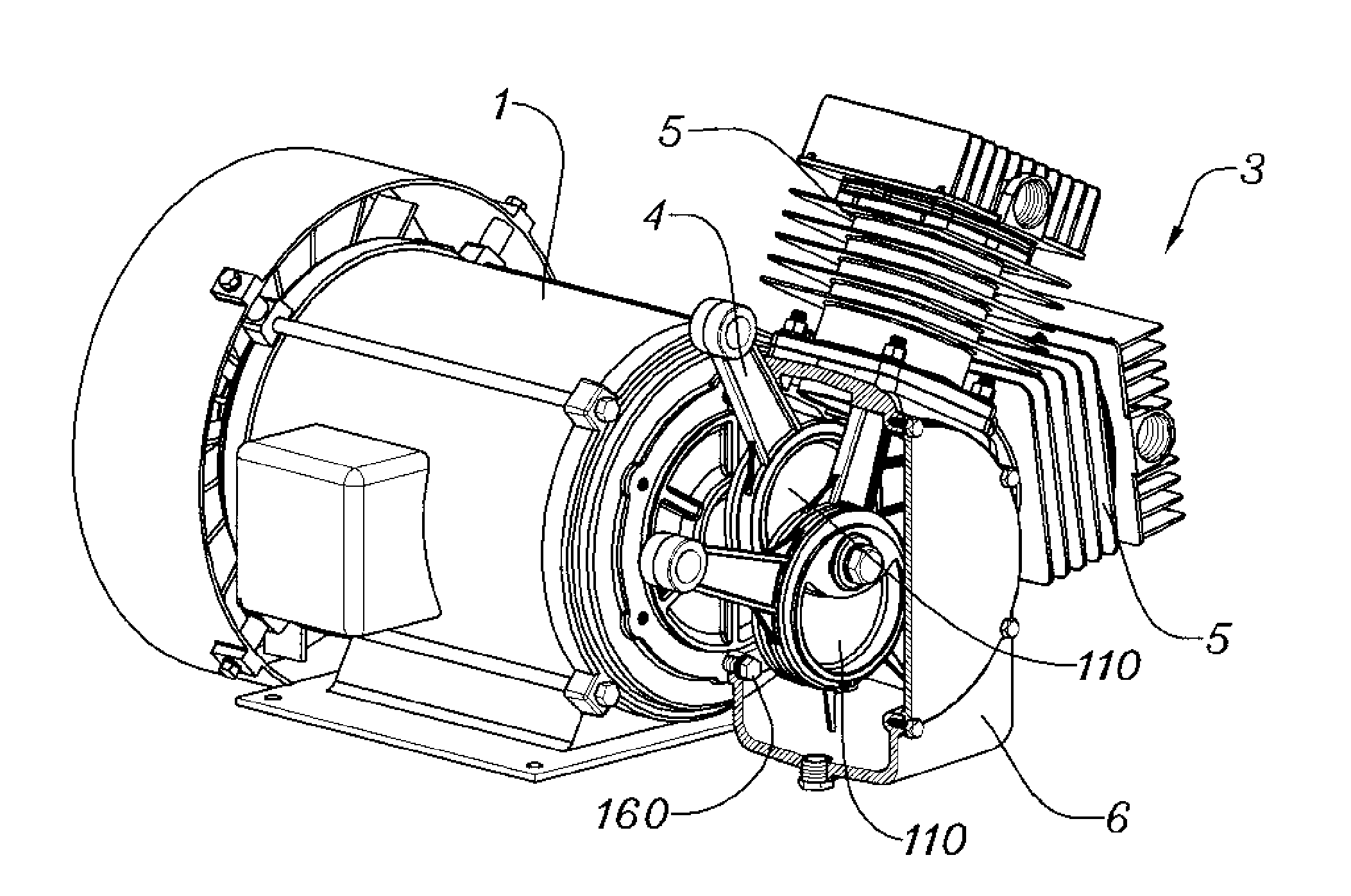 Direct crankshaft of air compressor