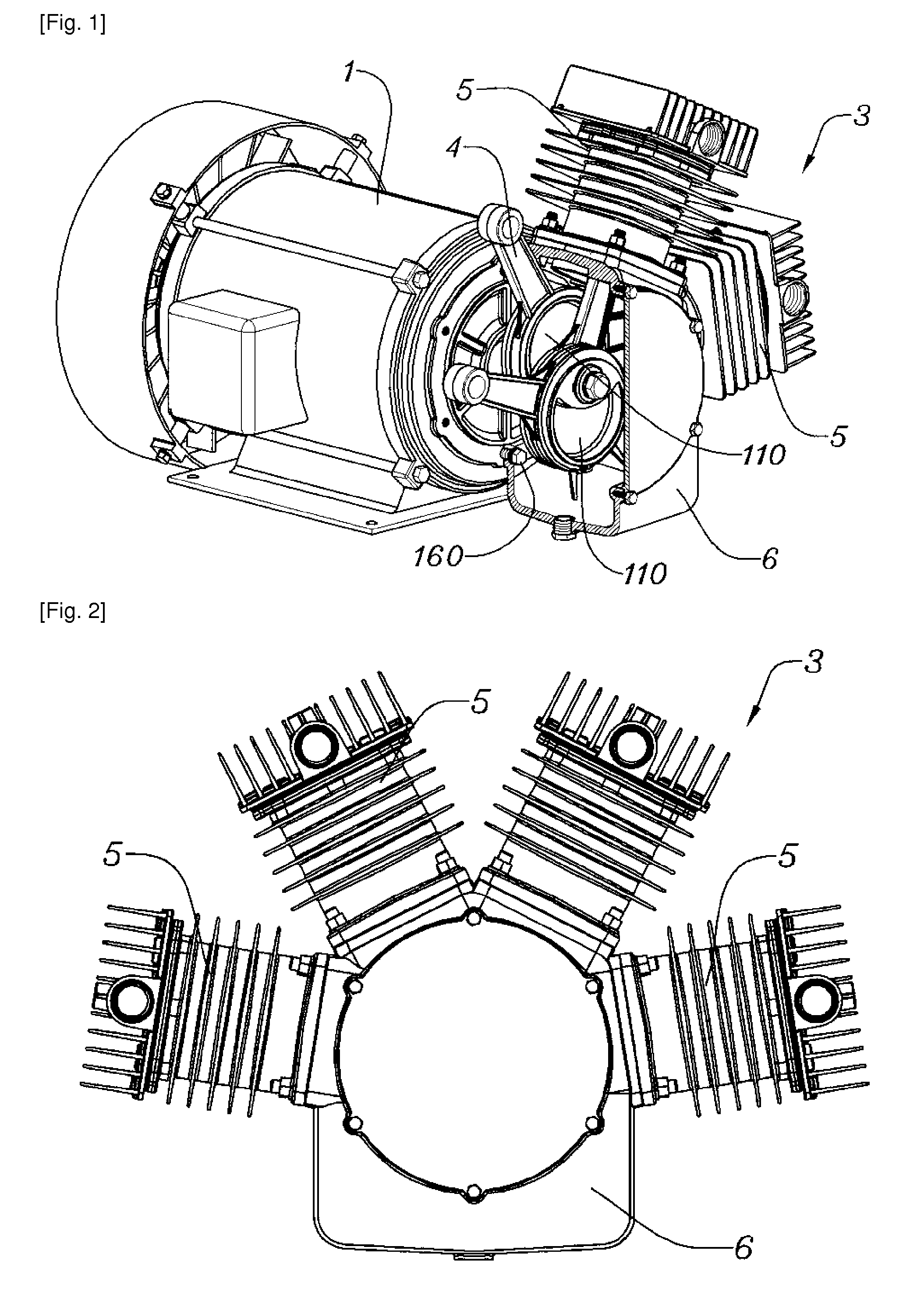Direct crankshaft of air compressor