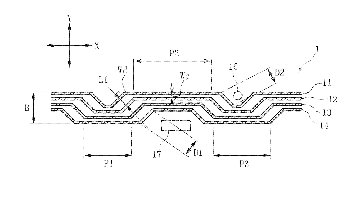 Wiring structure and printed wiring substrate of wiring structure