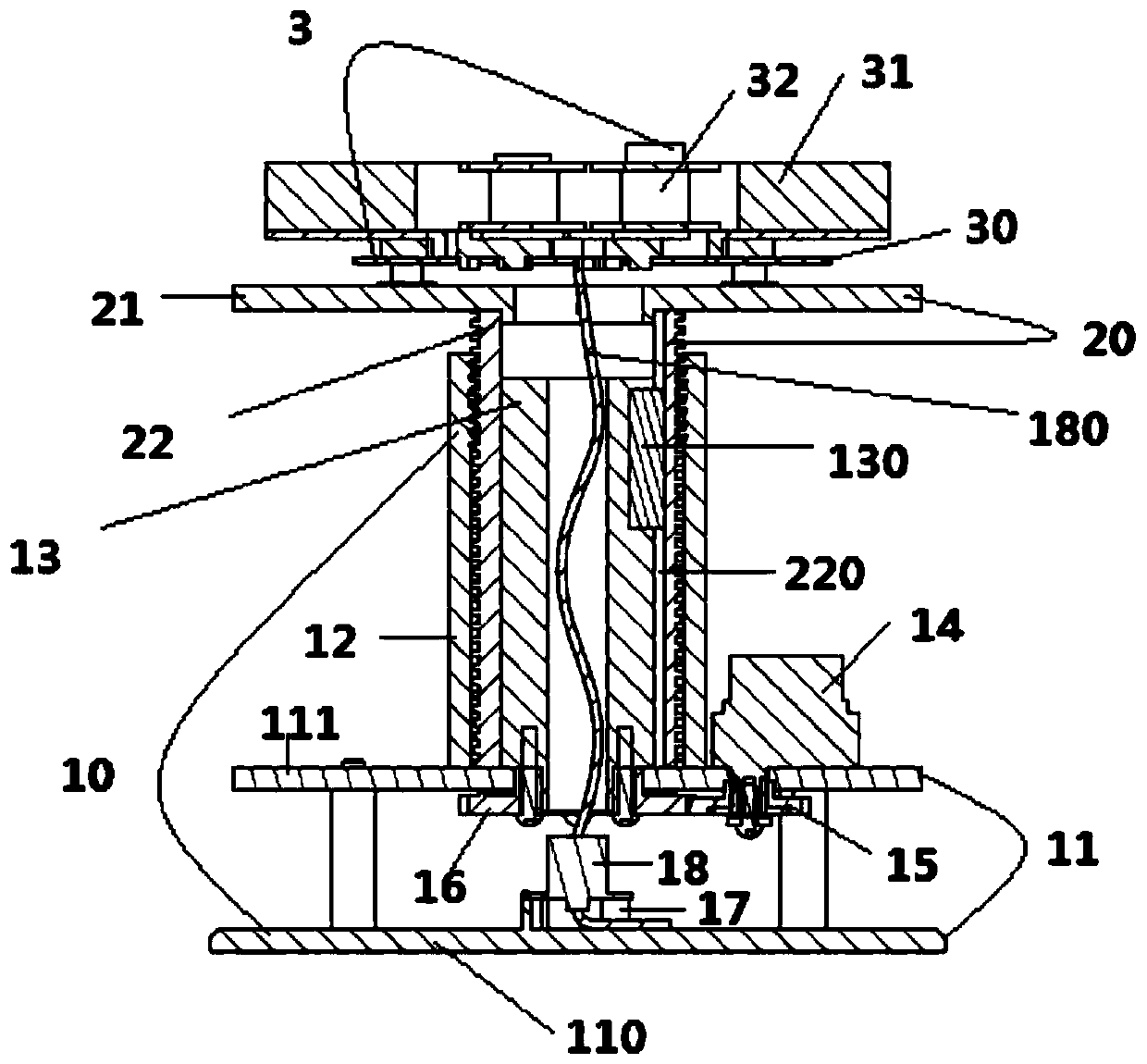 Magnetic suspension device and rotary lifting mechanism thereof