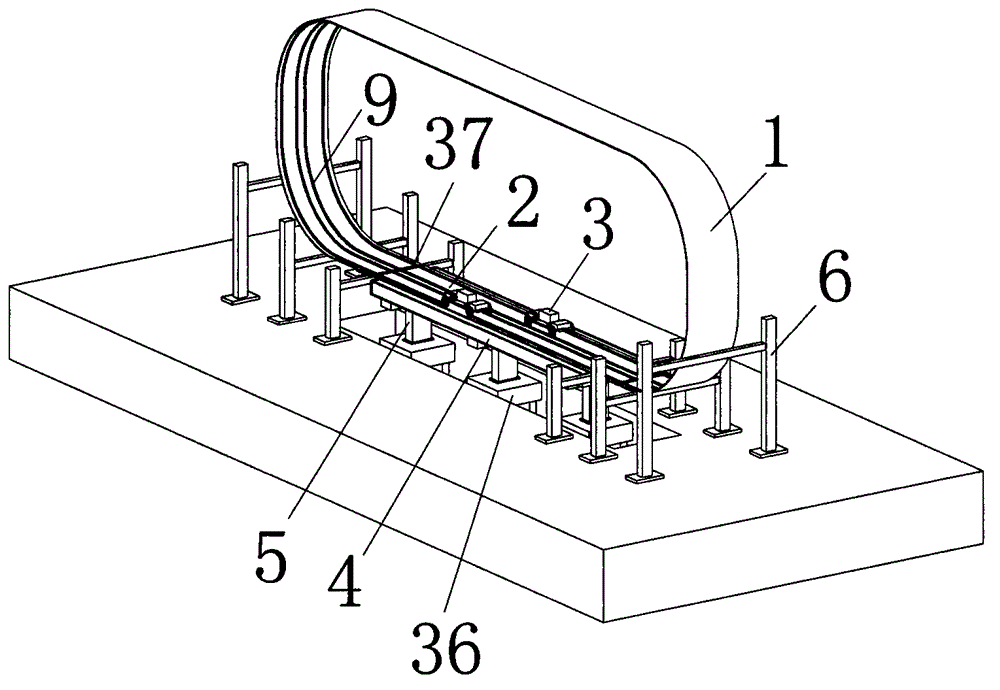 Vehicle-rail-bridge shaking table test device with circular rail