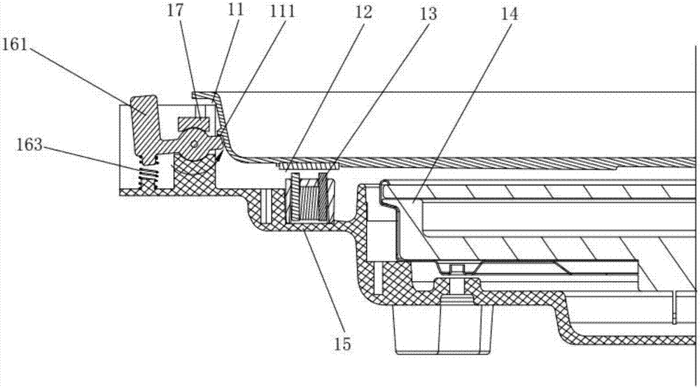 Bakeware detaching structure of bakeware and magnetic type detachable and washable decocting baking machine comprising bakeware detaching structure