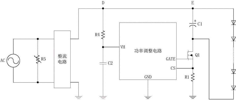 Power regulation circuit for linear LED (light-emitting diode) drive power supply