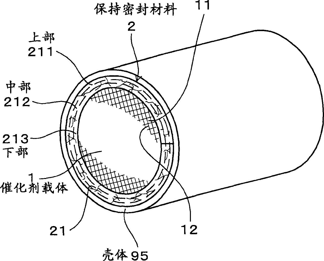 Holding/sealing material for use in catalytic converter for clarifying gaseous emission
