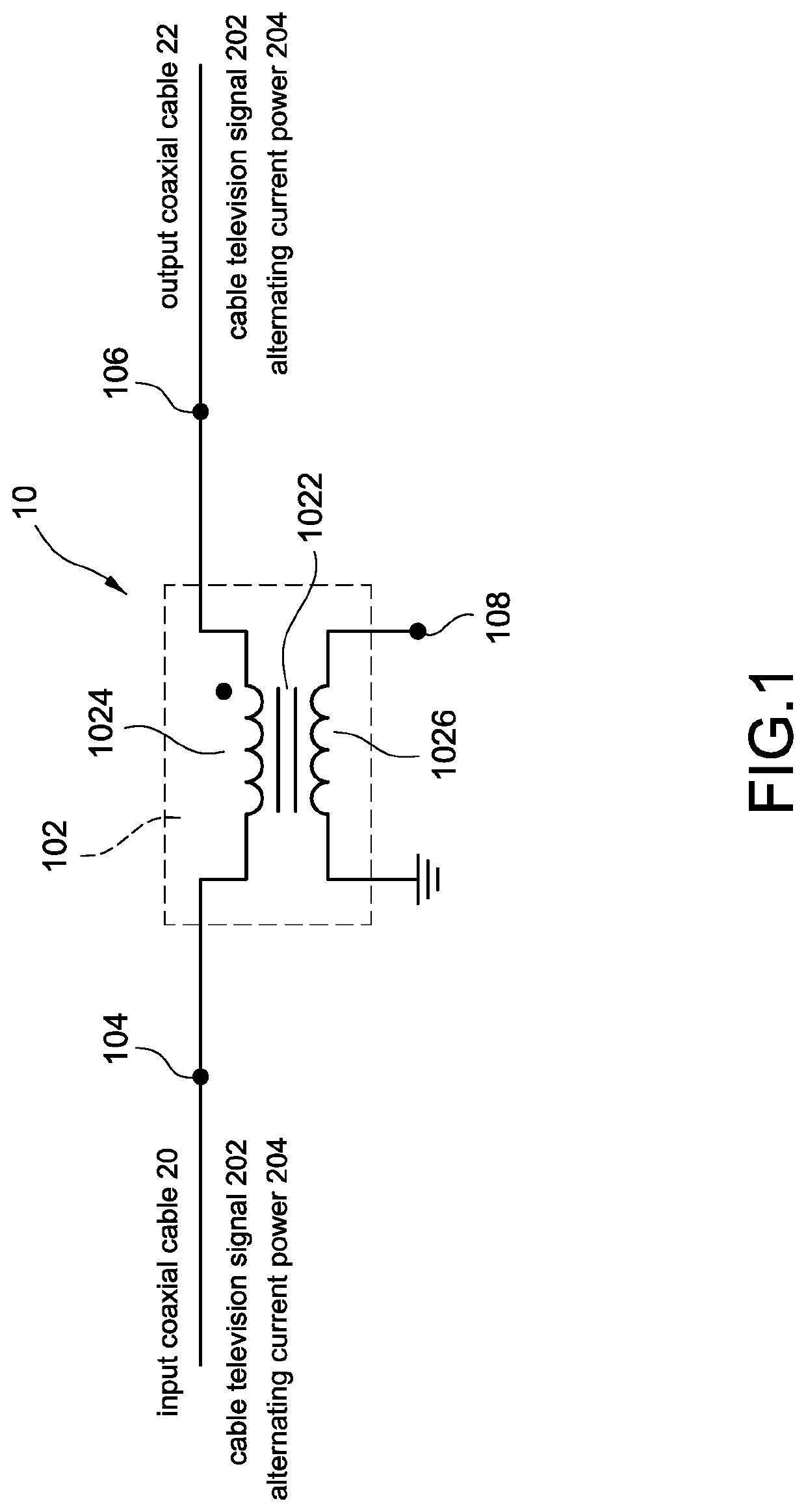 Cable television apparatus with high saturation current transformer