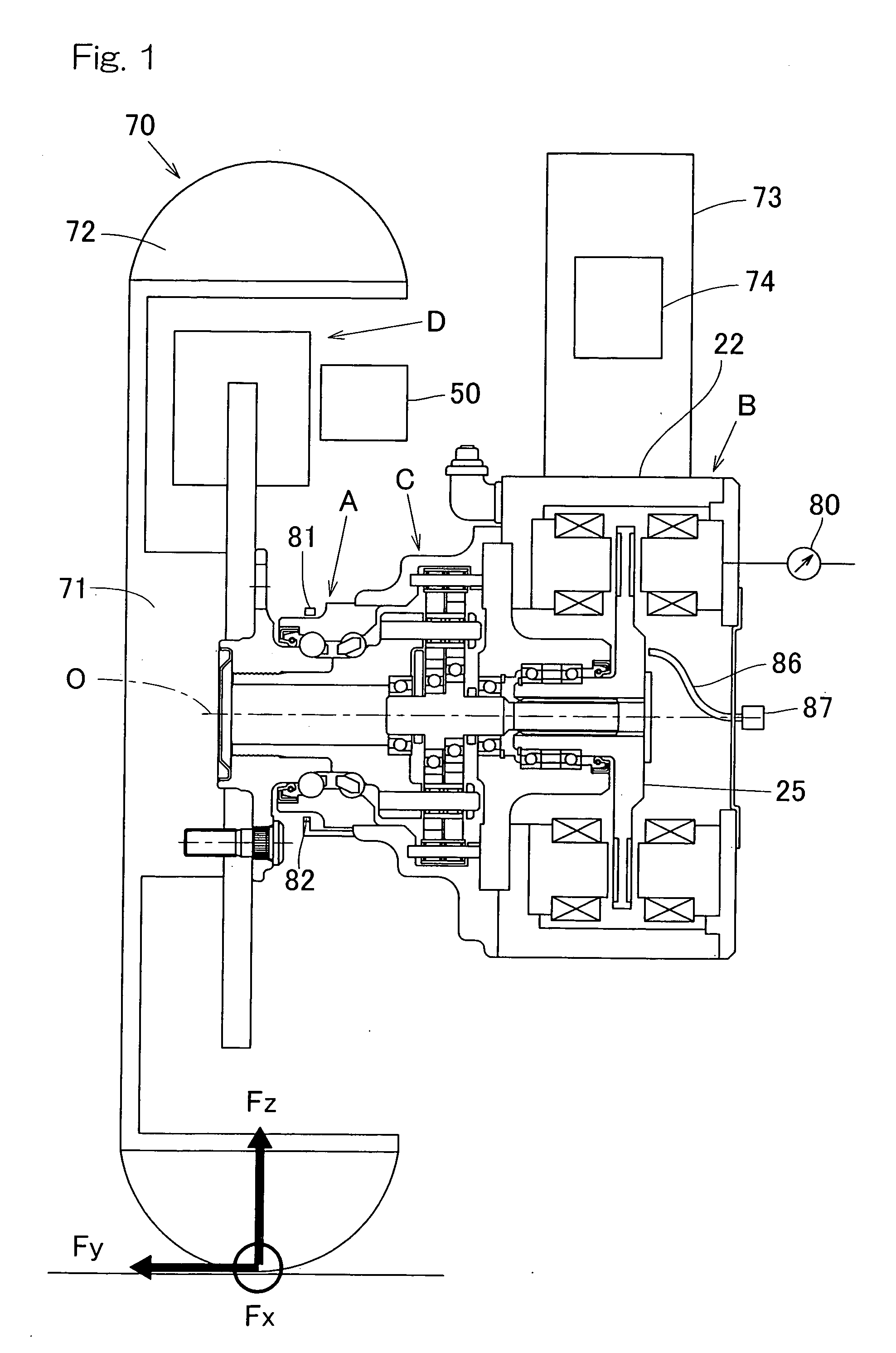 Sensor-equipped axle unit having a built-in motor of in-wheel type