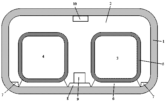 Combined storage storage type deep tunnel constructed by similar rectangular shield machine