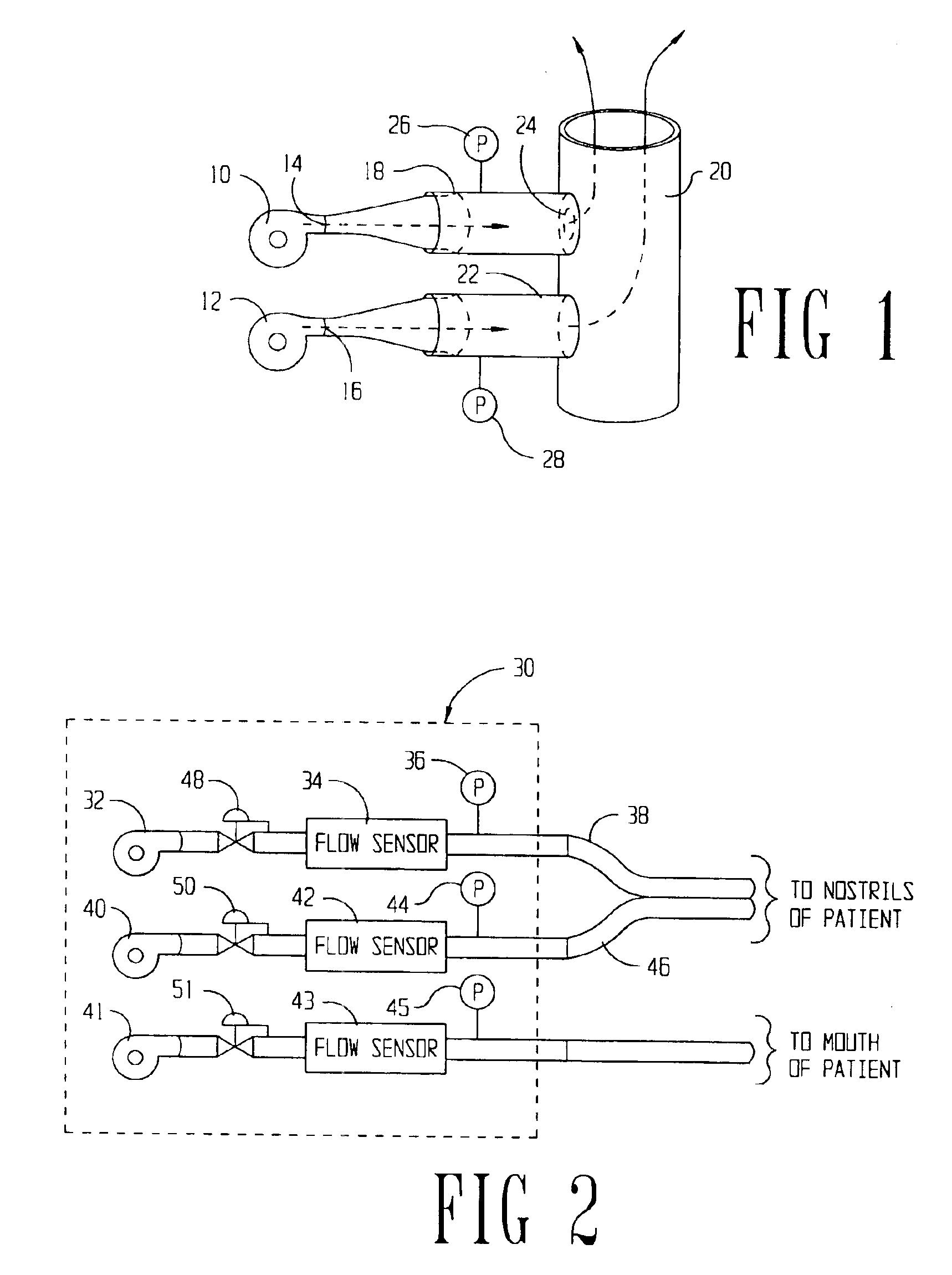Method and system of individually controlling airway pressure of a patient's nares