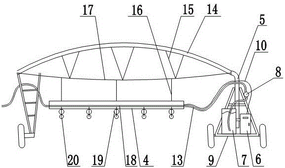 A pesticide spraying system for a large sprinkler irrigation machine