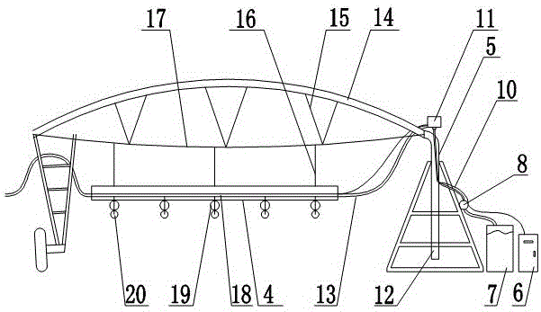 A pesticide spraying system for a large sprinkler irrigation machine