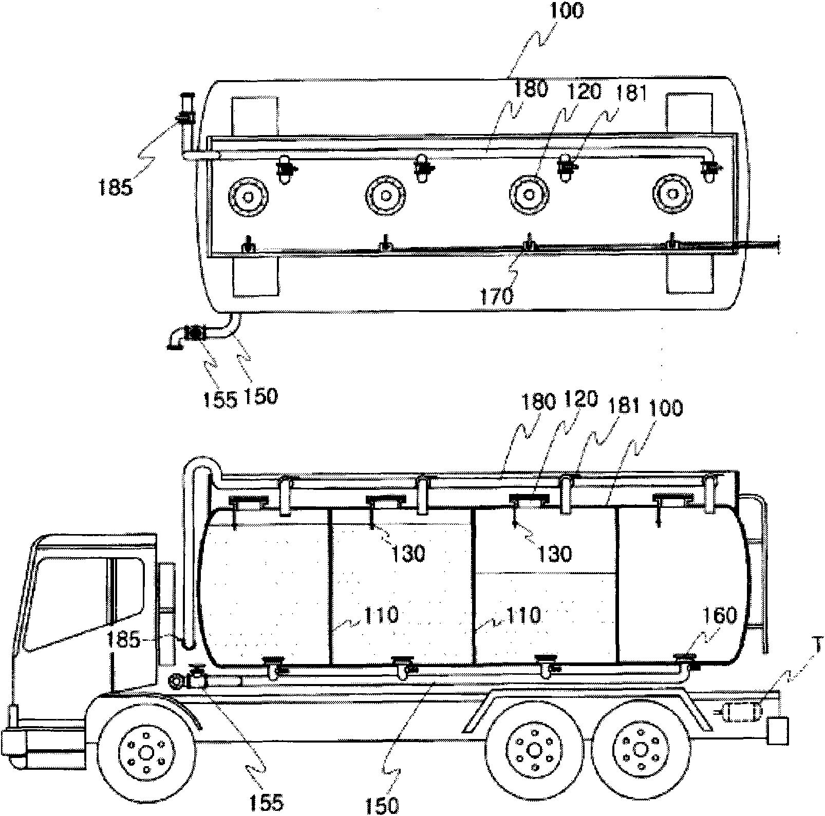 Valve control unit of tank lorry