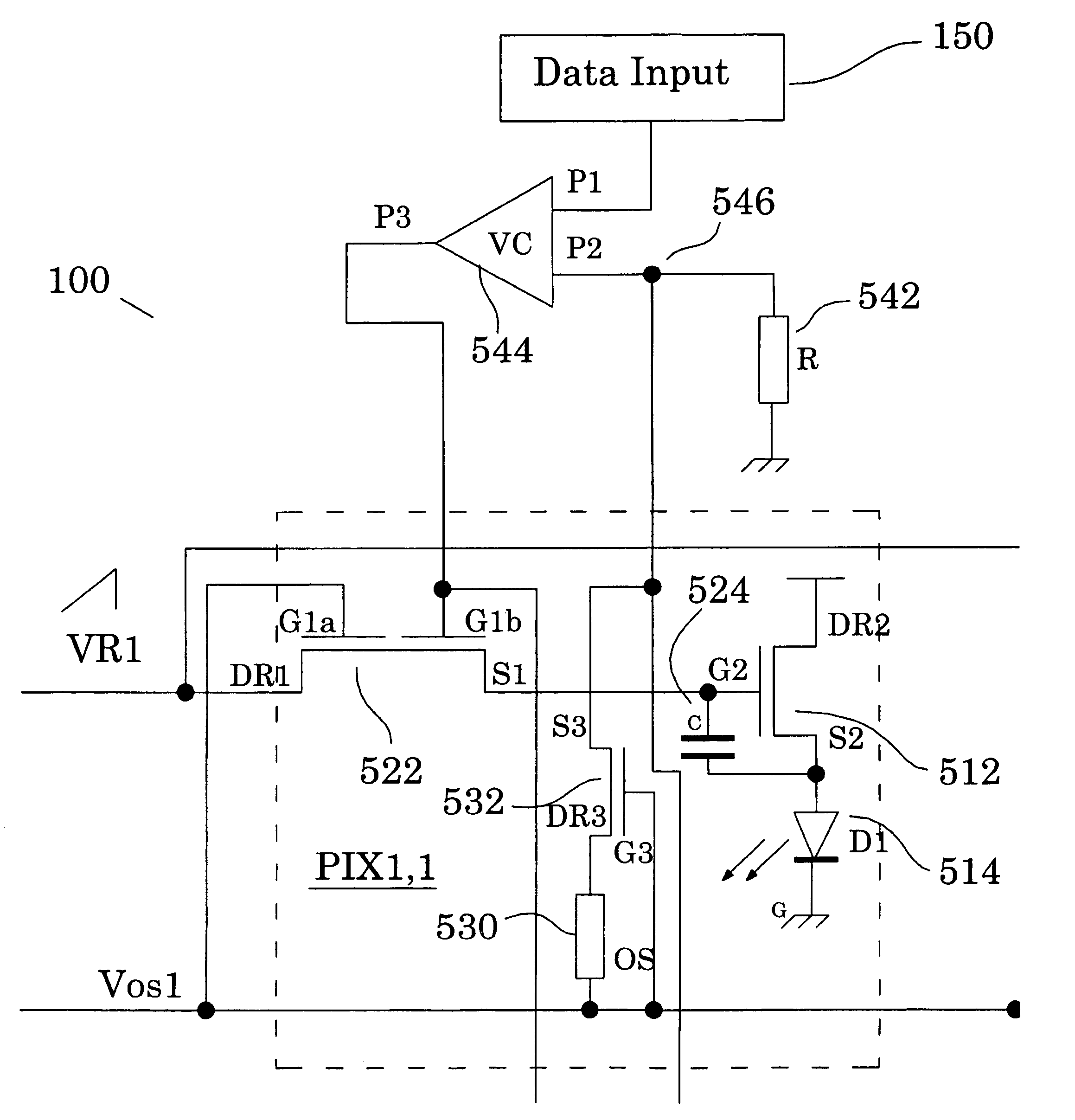 Low power circuits for active matrix emissive displays and methods of operating the same