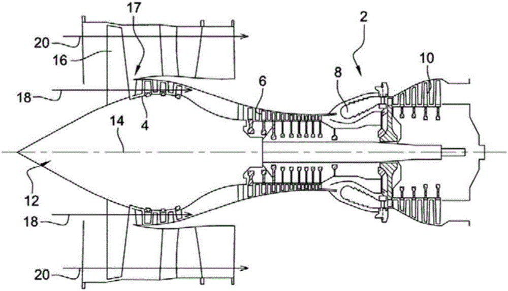 Flow splitter for low pressure compressor of axial turbomachine with de-icing annular duct