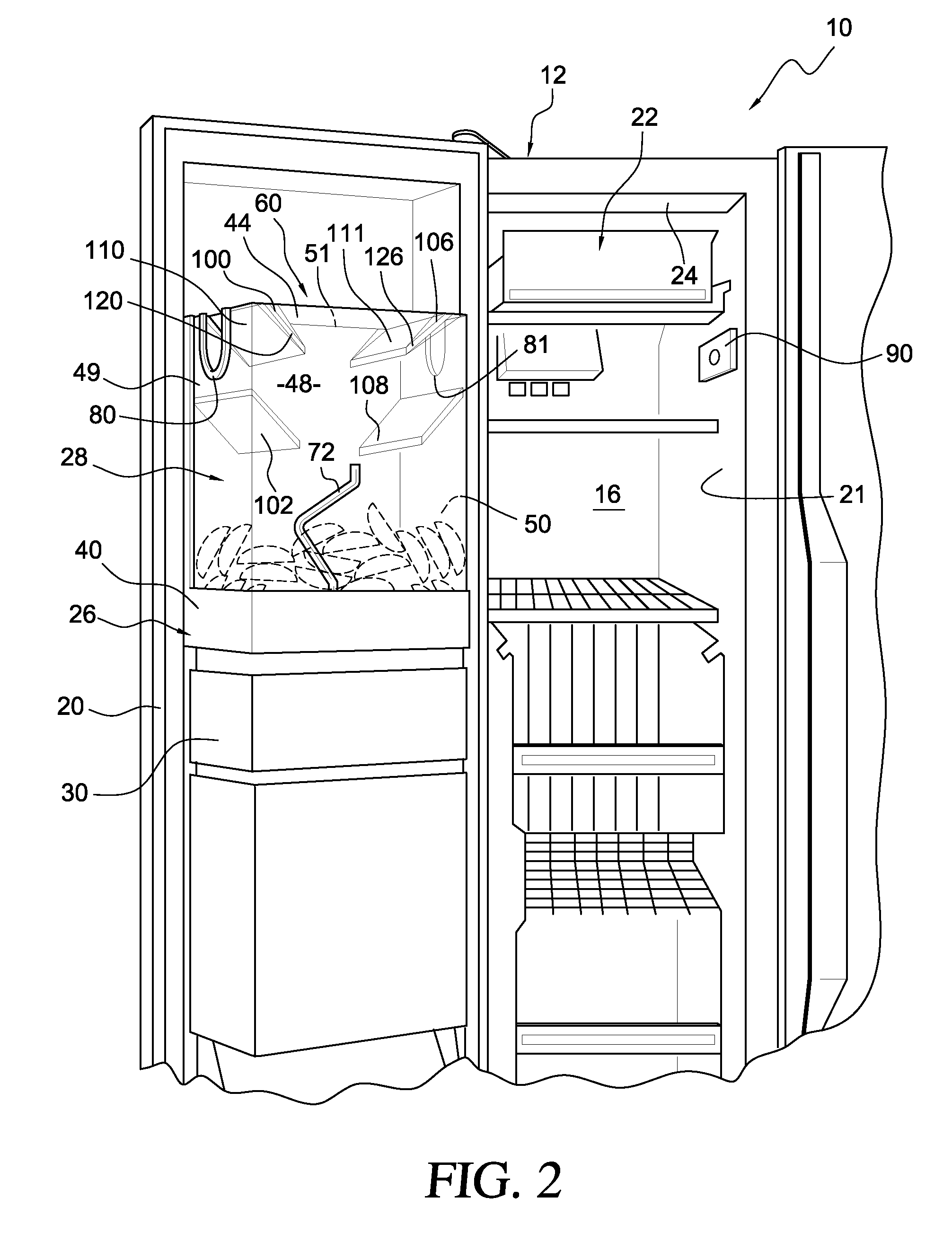 Variable ice storage assembly and method of use