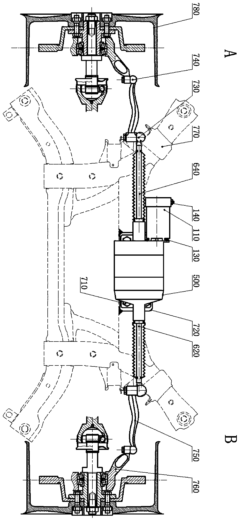 Dual-mode rear wheel active steering device