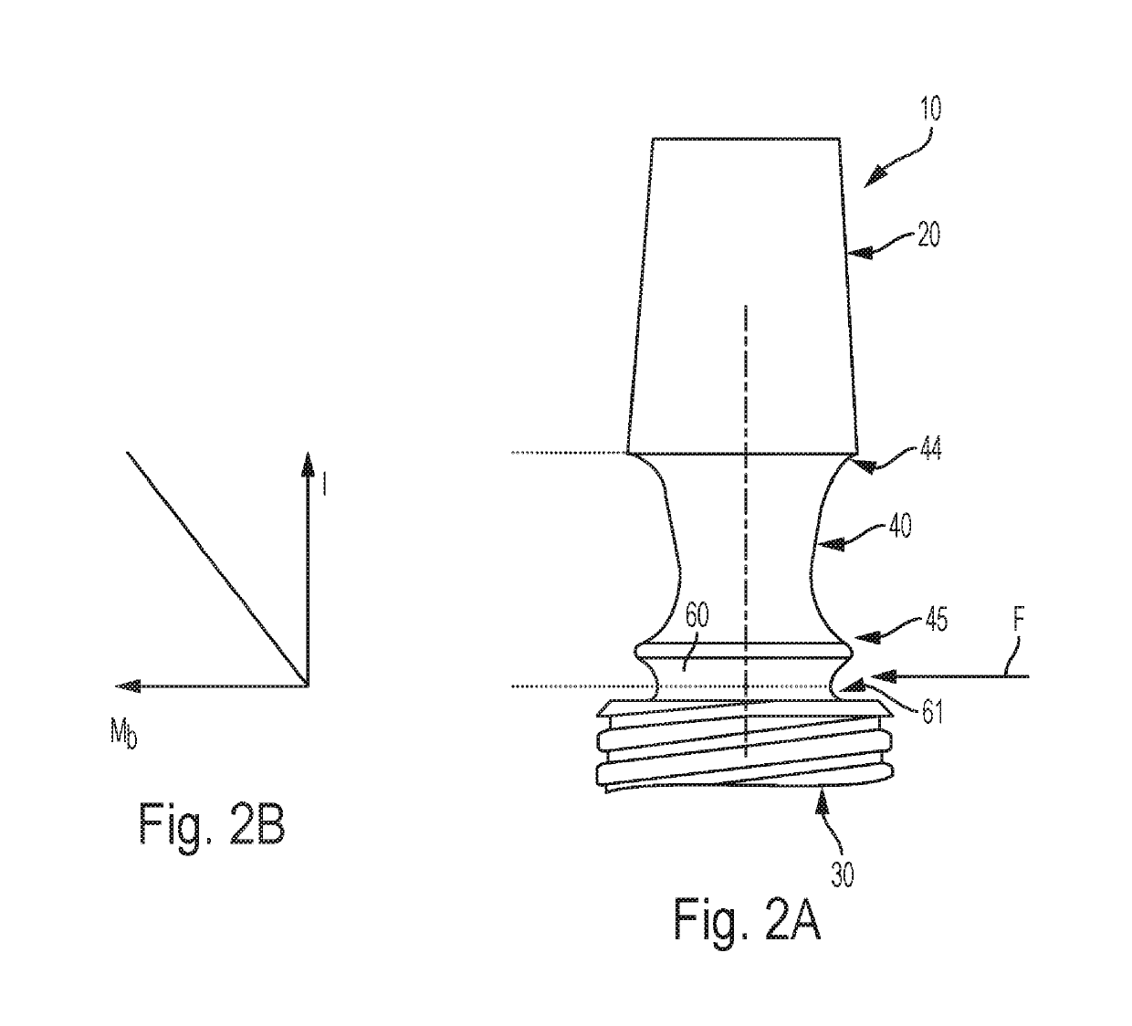 One-part tooth implant, device for bending an implant, and method for bending an implant