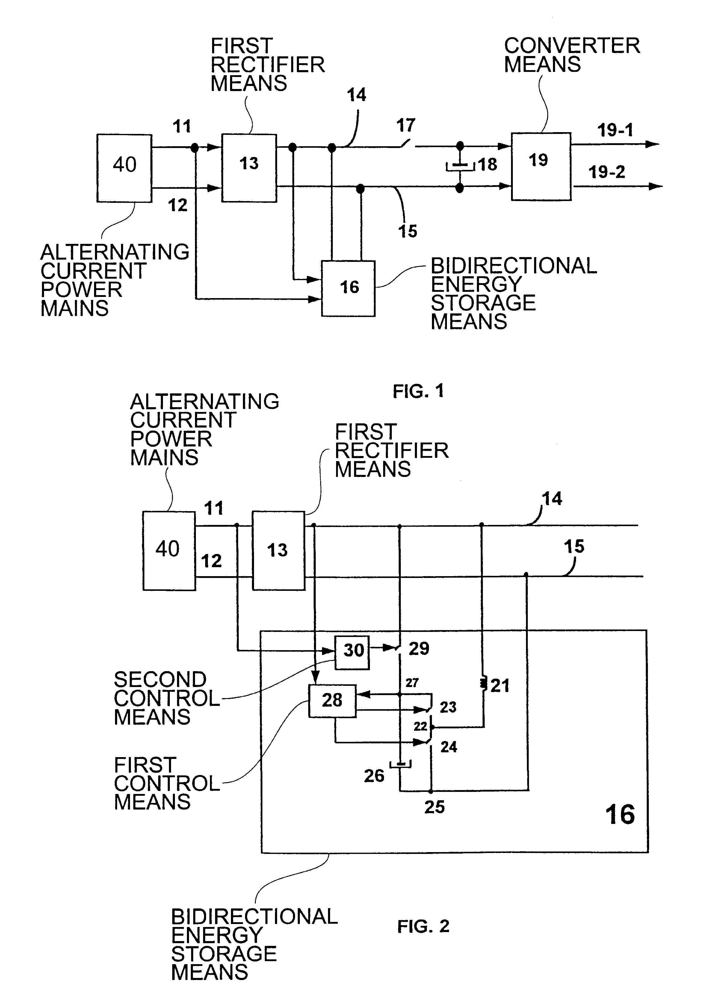 Switched power converter with hold-up time and harmonics reduction