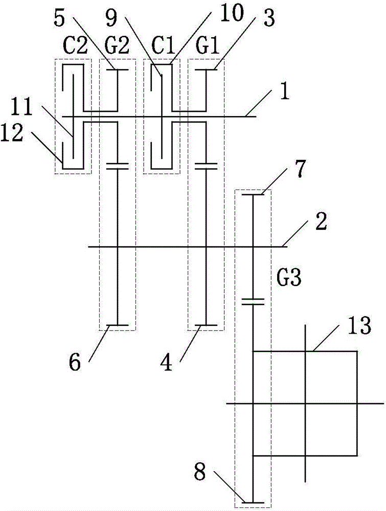 Two-gear automatic transmission for battery electric vehicle