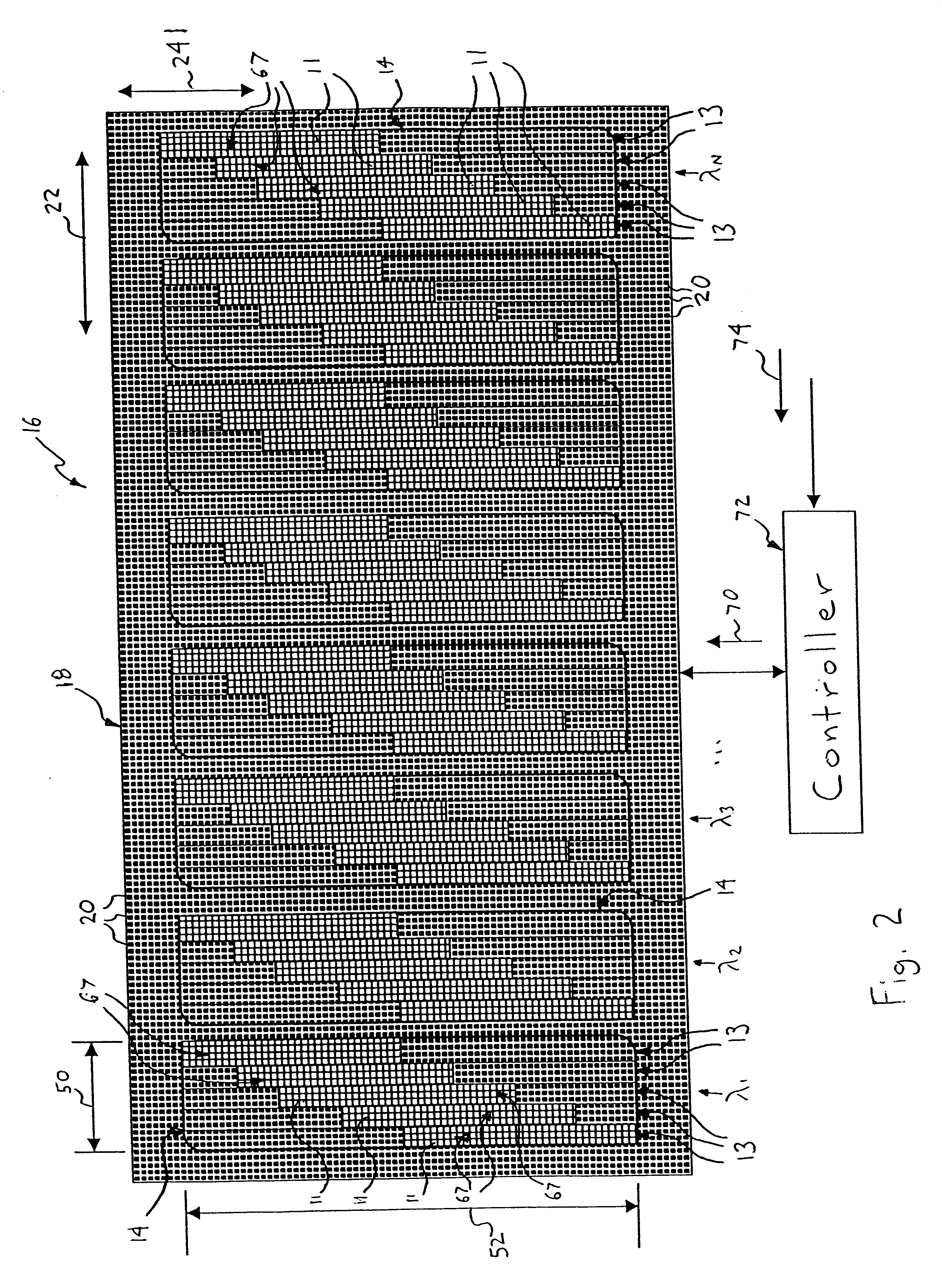 Chromatic dispersion compensation device having an array of micromirrors